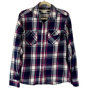 Magellan Shirt Plaid Roll Tab Sleeve Button Down Large